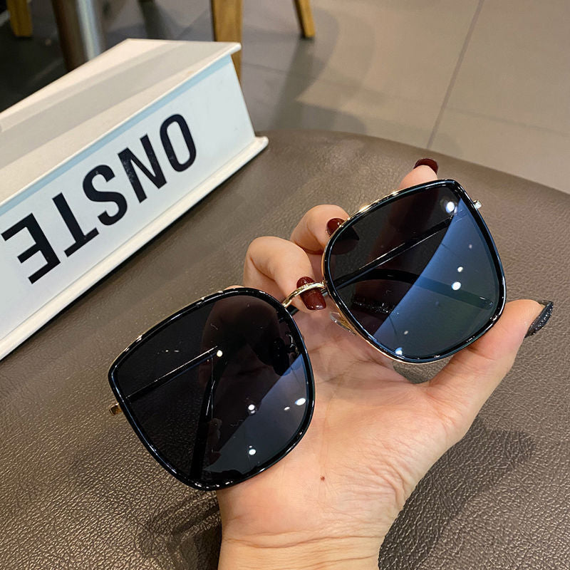 Beaira new white concave shape sunglasses big frame big face square sunglasses for women