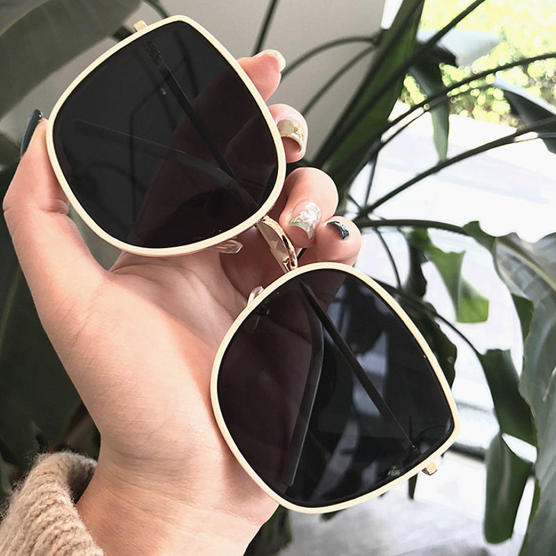 Beaira new white concave shape sunglasses big frame big face square sunglasses for women