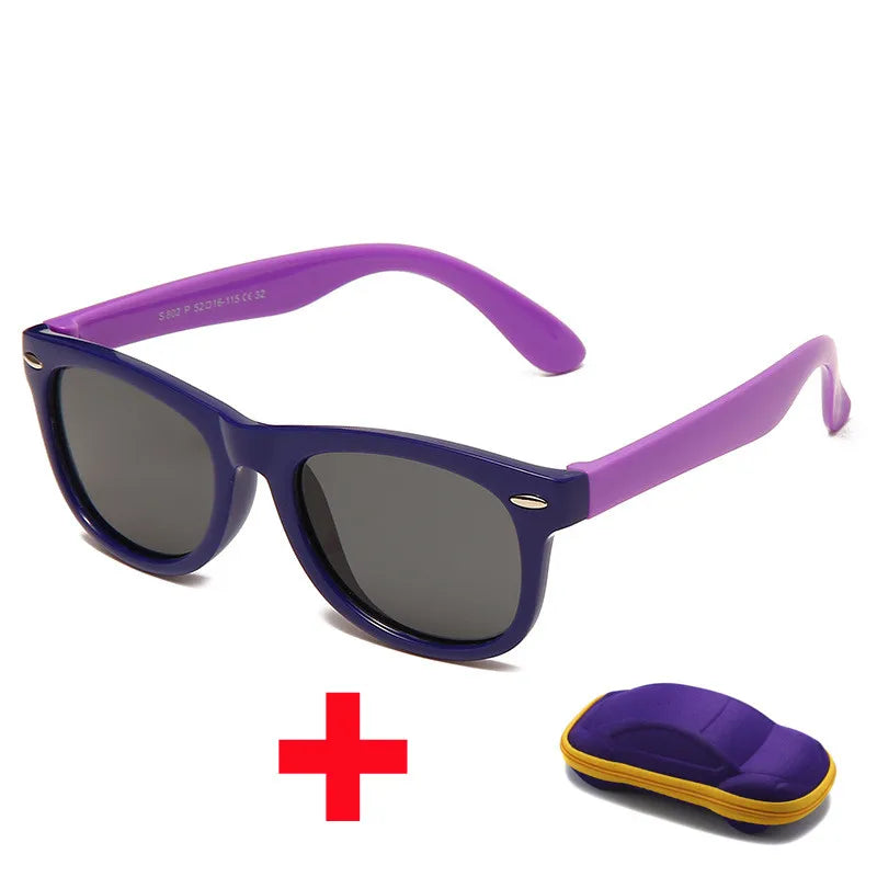 Beaira Baby Silicone Sunglasses with Glasses Box Boys Girls Outdoor Goggles Sun Glasses AC Lens Safety Glasses and Cases Gift for Kids