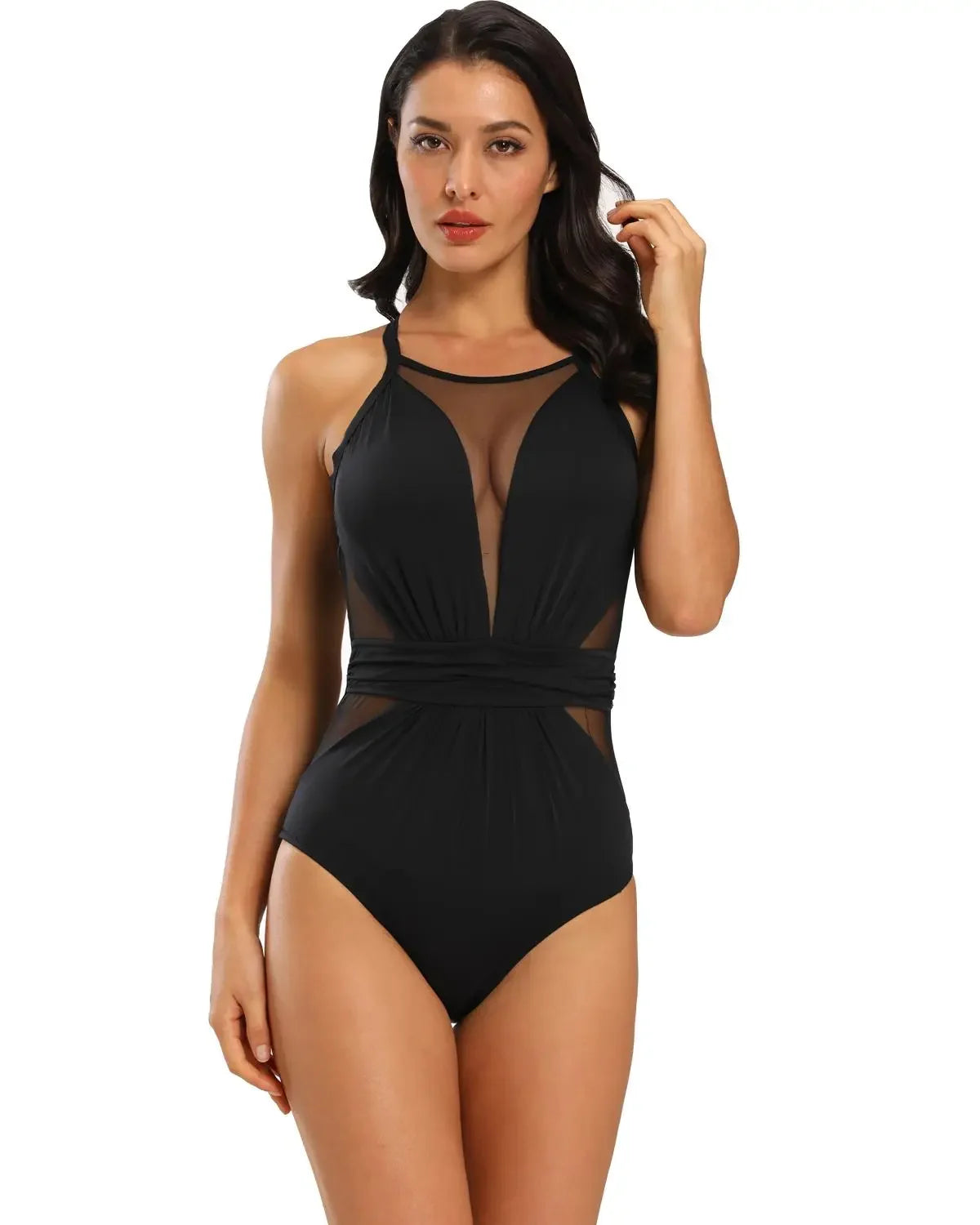 Beaira Women's Girls One Piece Swimsuits Tummy Control Swimwear Mesh Monokini Bathing Suits for Women Bikini