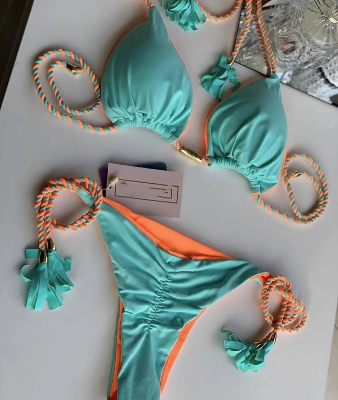 Beaira New Women Bikini Backless Rope Triangle Swimsuit Multicolor