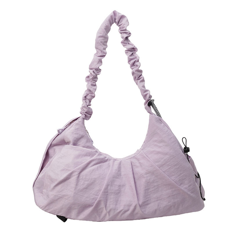 Beaira Foldable Lightweight Cloud Bag, Lazy Style Large Capacity Dumpling Bag, Solid Color Custom Embroidery Commuting Crossbody Bag