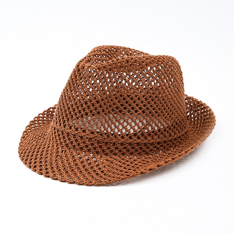Beaira Unisex Summer Panama Hat Breathable Mesh Design Cotton-Polyester Material Compact Brim 58cm Head Circumference Jazz Cap