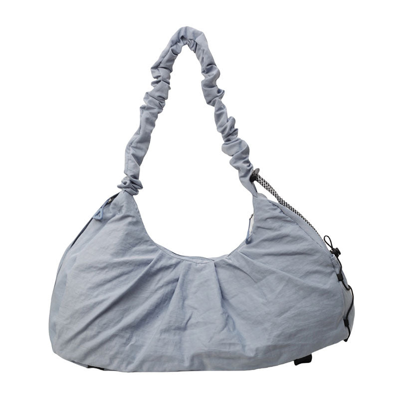 Beaira Foldable Lightweight Cloud Bag, Lazy Style Large Capacity Dumpling Bag, Solid Color Custom Embroidery Commuting Crossbody Bag
