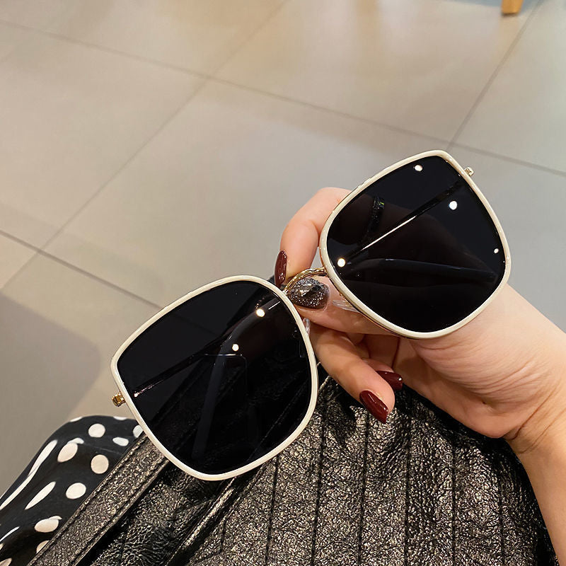 Beaira new white concave shape sunglasses big frame big face square sunglasses for women
