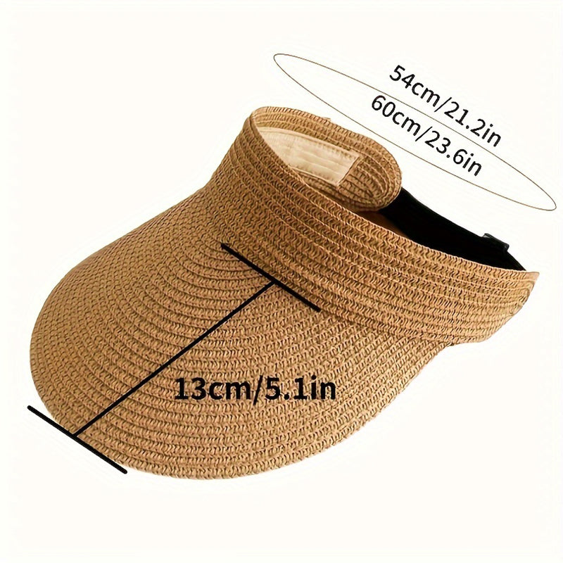 Beaira New spring sun hat for women's outdoor travel sun hat with large eaves and foldable roof beach straw hat
