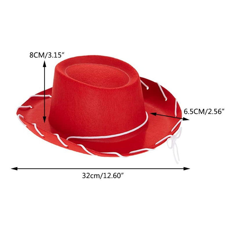 Beaira Brown Red Felt Cowboy Hat Western Cowgirl Cap Fancy Dress Costume Child Outfit for Party Role for Play Cosplay Holiday