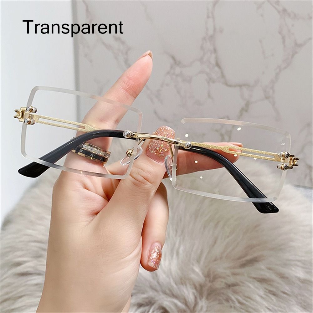 Beaira Vintage Fashion New Sunglasses Rimless Frameless Rectangle Shades Gradient UV400 Summer Traveling Sun Glasses for Women