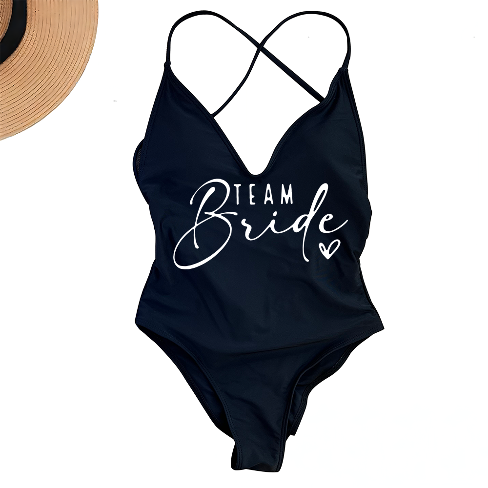 Beaira Pink Gold Print One Piece Swimsuit Team Bride Love Sexy Bathing Suit Padded Swimwear Women Bikini Bachelor Party Swim Beachwear