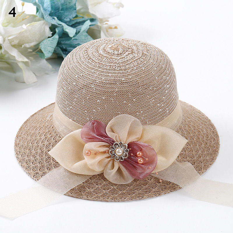 Beaira Women Straw Hats Sun Hats Straw Hat Ladies Panama Cap Sun Protection Wide Brim Ribbon Bowknot Girls Outdoor Summer Beach Sun Hat
