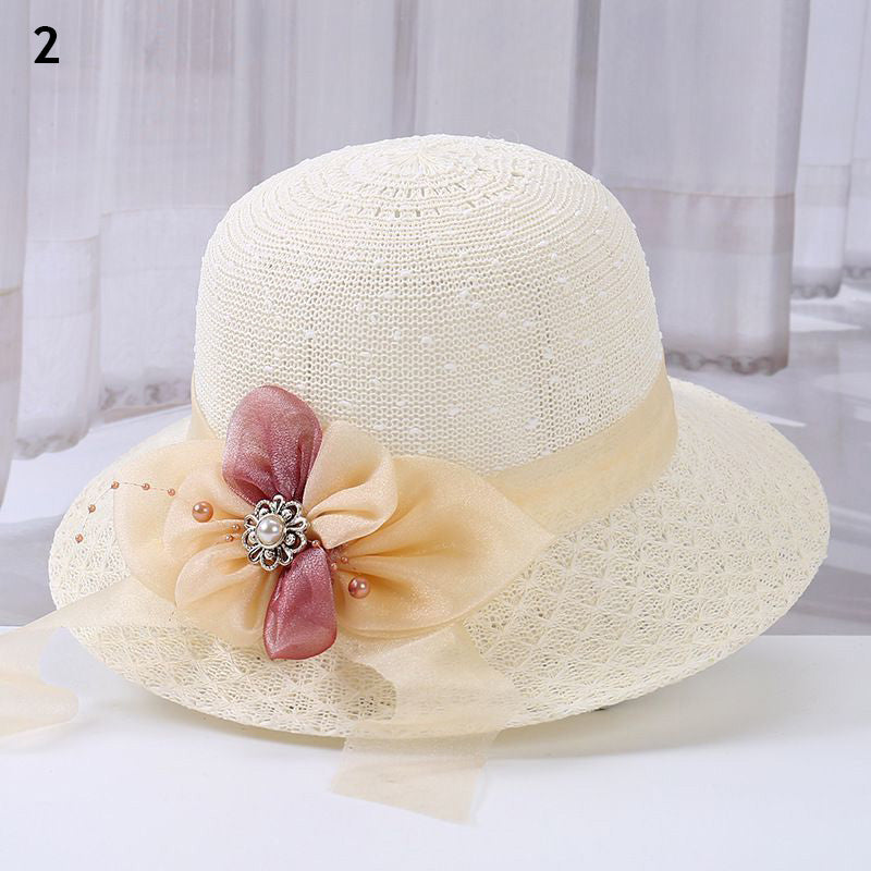 Beaira Women Straw Hats Sun Hats Straw Hat Ladies Panama Cap Sun Protection Wide Brim Ribbon Bowknot Girls Outdoor Summer Beach Sun Hat