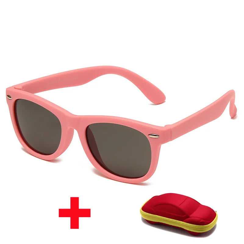 Beaira Baby Silicone Sunglasses with Glasses Box Boys Girls Outdoor Goggles Sun Glasses AC Lens Safety Glasses and Cases Gift for Kids