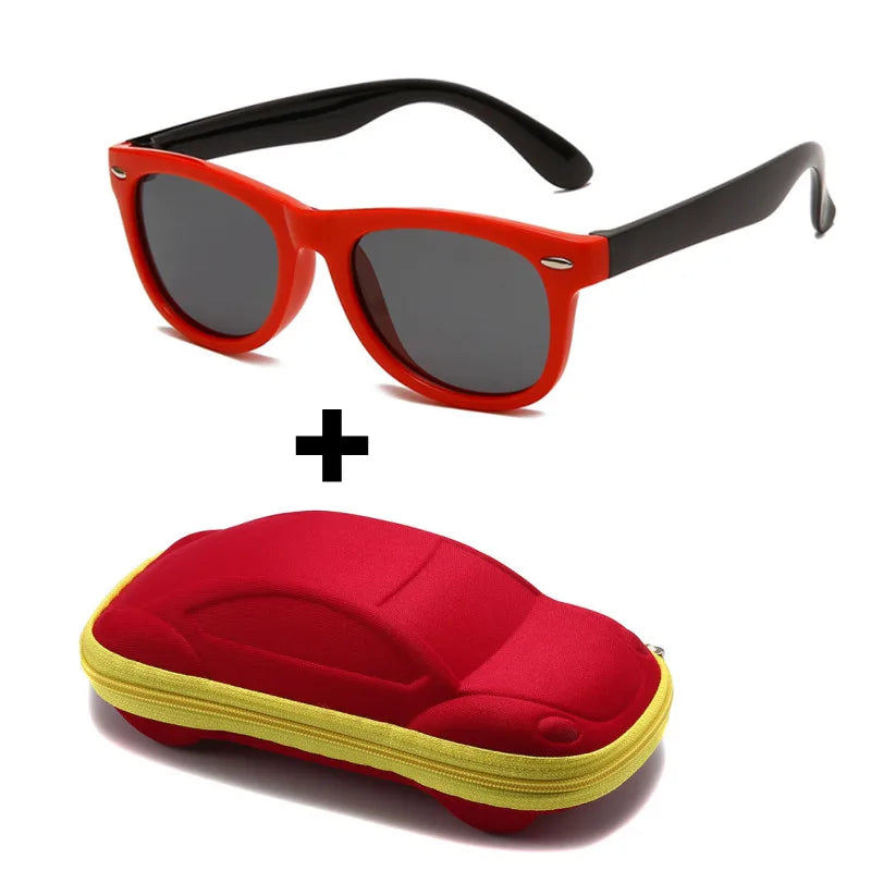 Beaira Baby Silicone Sunglasses with Glasses Box Boys Girls Outdoor Goggles Sun Glasses AC Lens Safety Glasses and Cases Gift for Kids