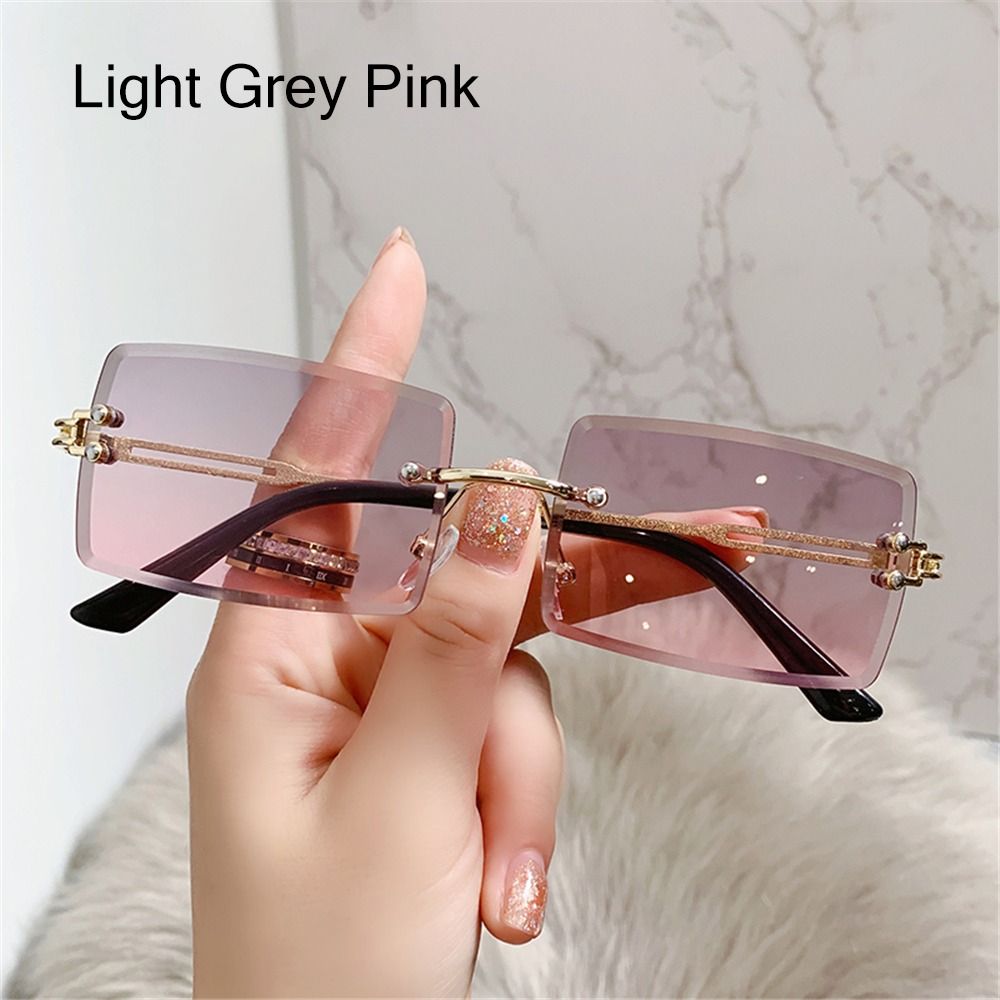 Beaira Vintage Fashion New Sunglasses Rimless Frameless Rectangle Shades Gradient UV400 Summer Traveling Sun Glasses for Women