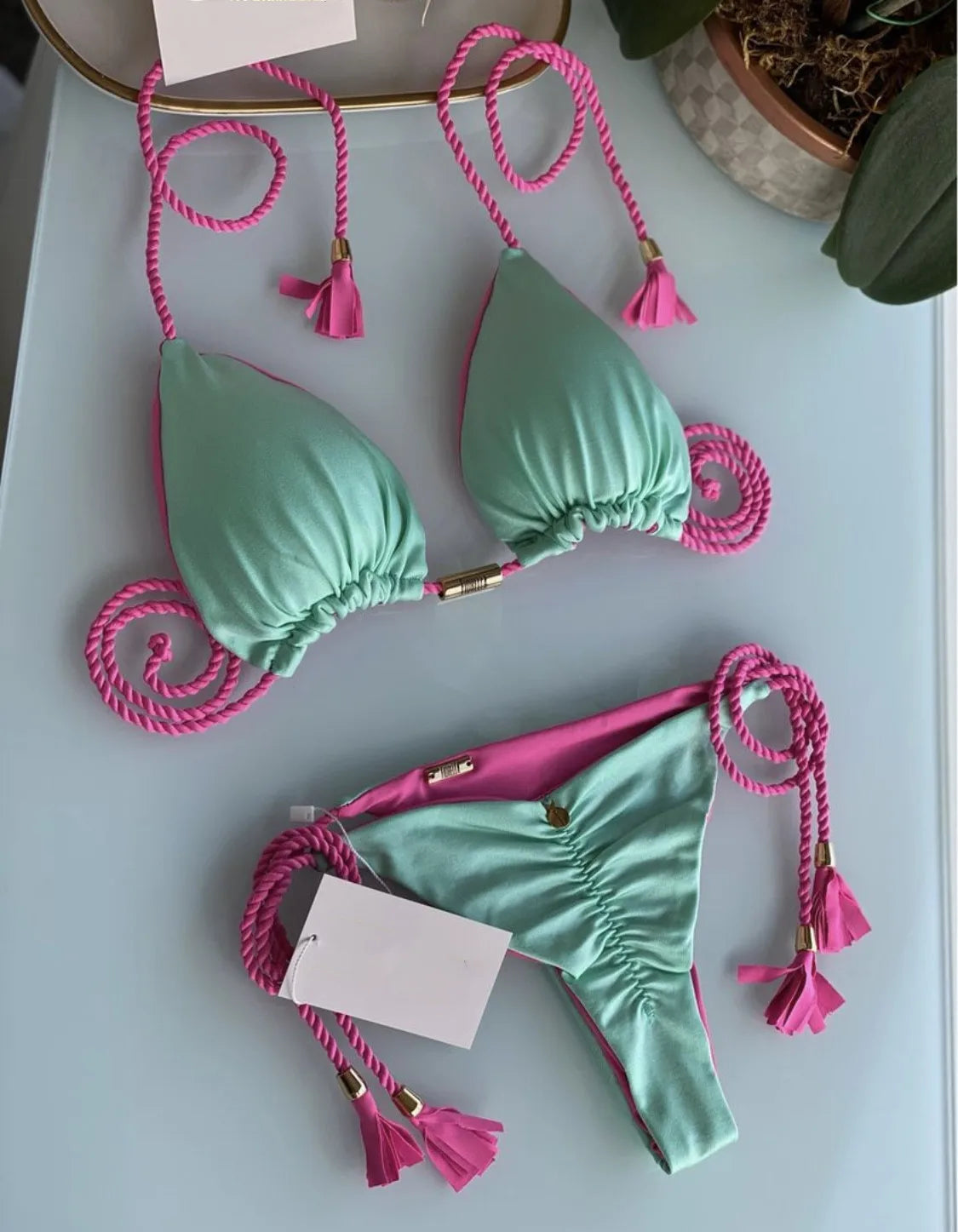 Beaira New Women Bikini Backless Rope Triangle Swimsuit Multicolor