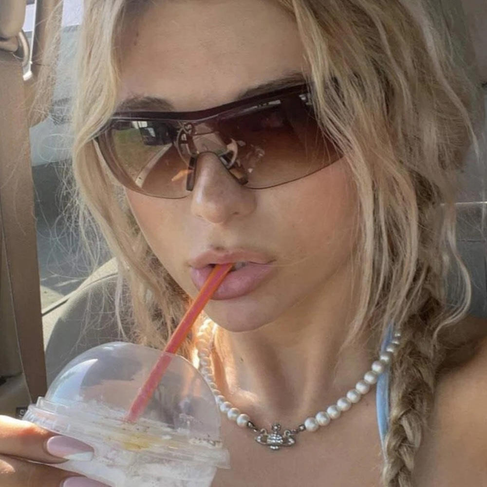 Beaira Women Sport Punk Sunglasses Wrap Around Y2K Sunglasses One Piece Frameless Eyewear Trendy 2000's Shades UV400 Men Glasses