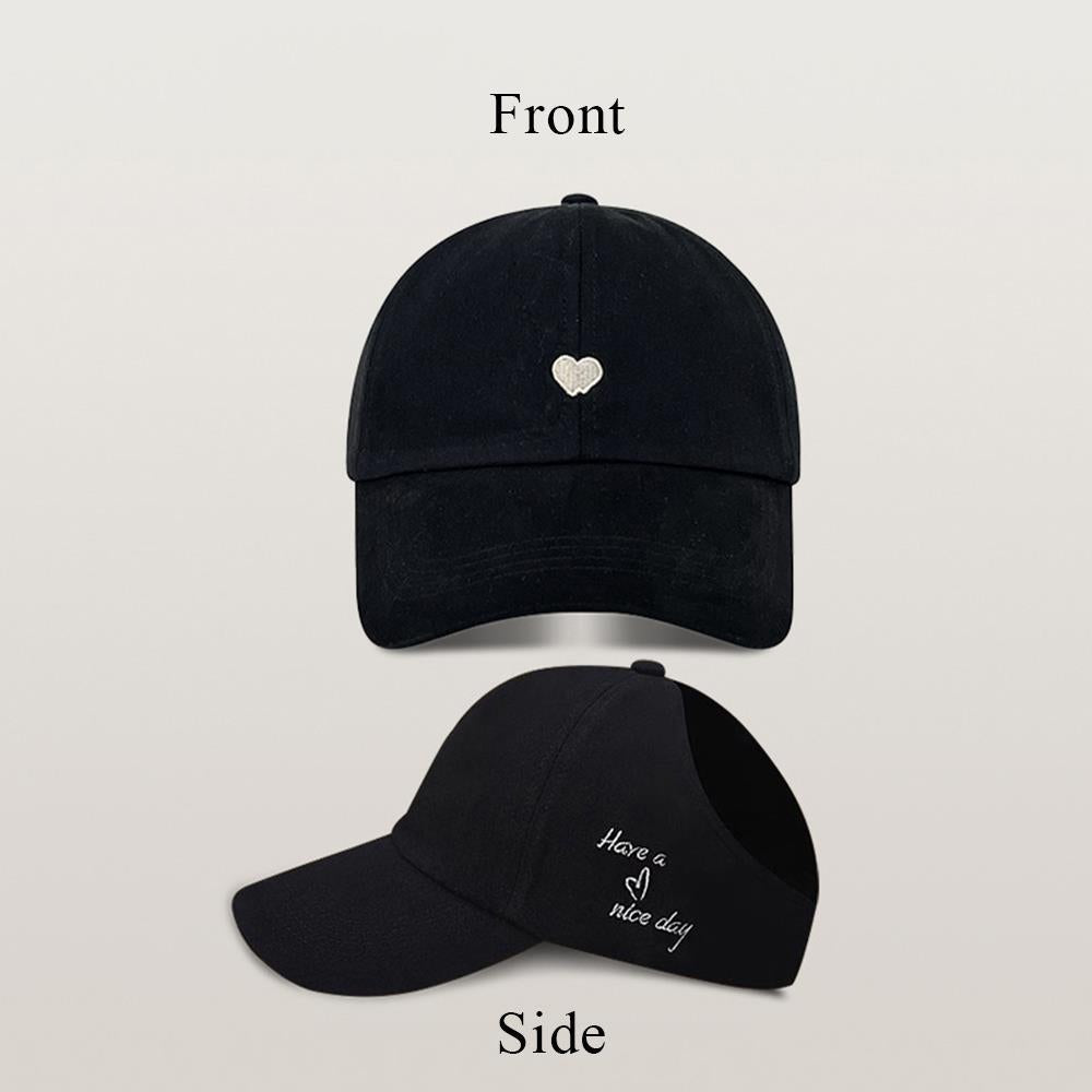 Beaira Children Girls Ponytail Baseball Caps Sun Hats Baseball Caps Adjustable Solid Color Love Heart Designs Peaked Caps Hat