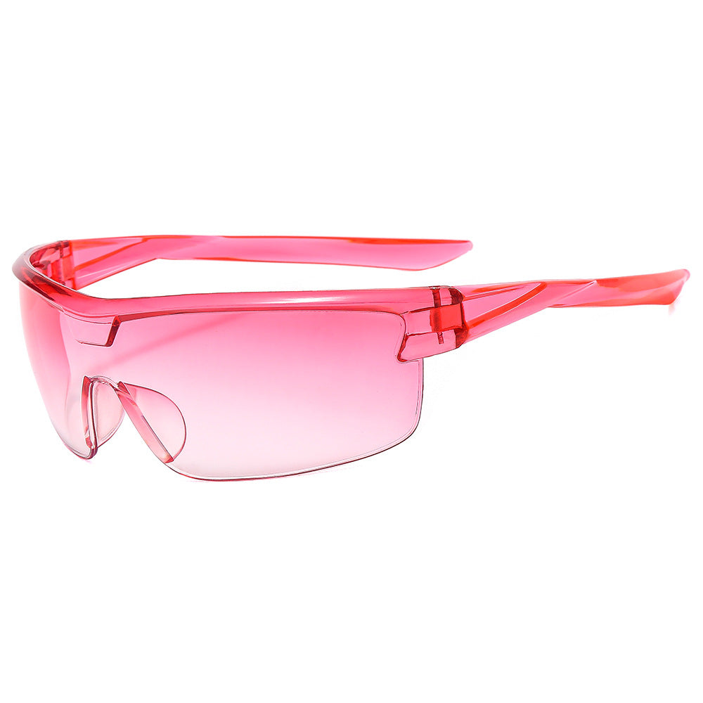 Beaira Women Sport Punk Sunglasses Wrap Around Y2K Sunglasses One Piece Frameless Eyewear Trendy 2000's Shades UV400 Men Glasses