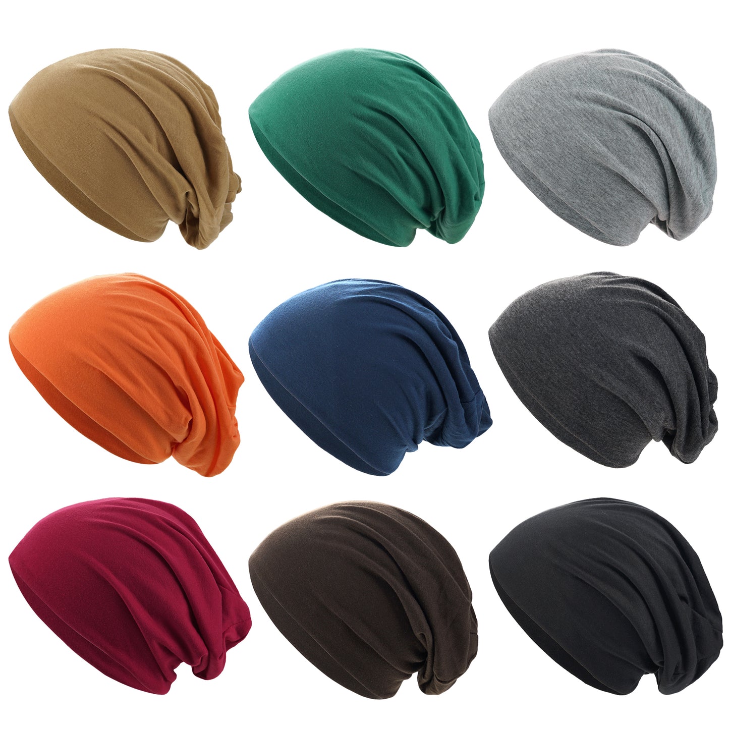 Beaira 1Pack Solid Color Unisex Men Women Slouchy Beanie Hip-Hop Soft Cotton Cap Lightweight Running Beanie Adult Dwarf Hat