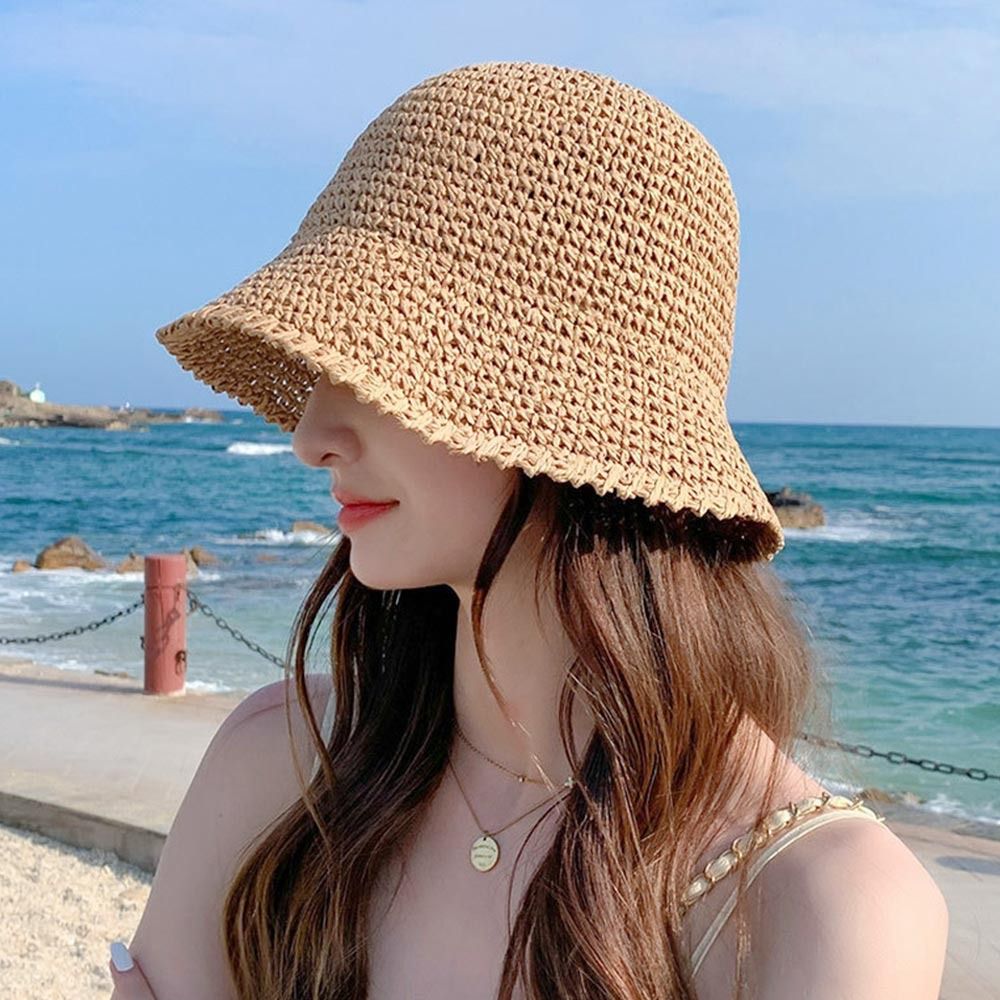 Beaira New Summer Women Sun Hat Casual Fashion Bowtie Fisherman Hat Straw Hat with Bow Ribbon Travel Beach Hat