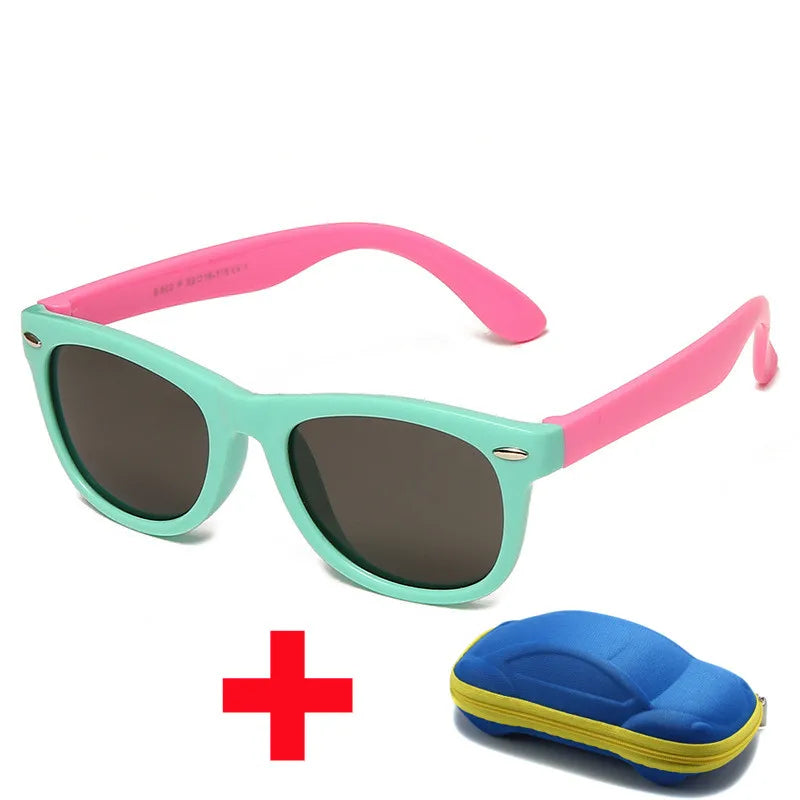 Beaira Baby Silicone Sunglasses with Glasses Box Boys Girls Outdoor Goggles Sun Glasses AC Lens Safety Glasses and Cases Gift for Kids