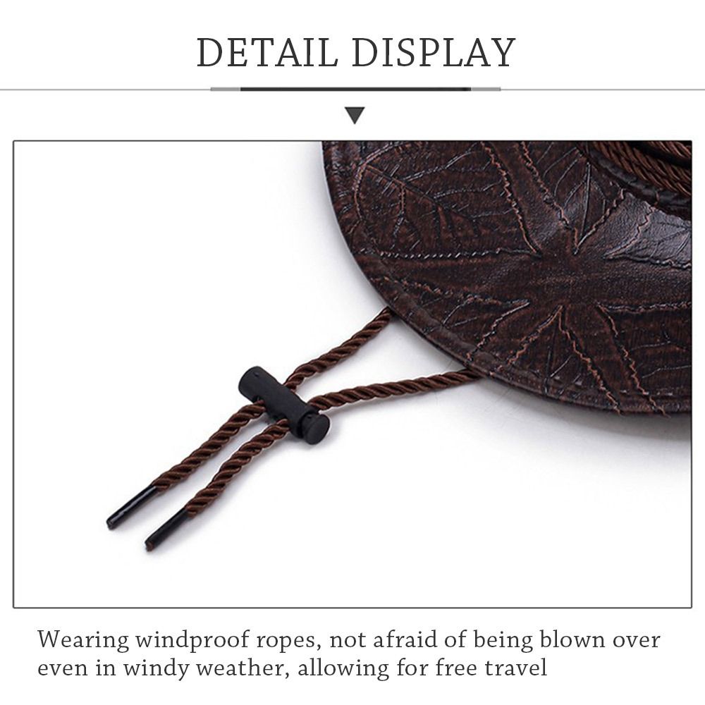 Beaira Leather Cowboy Hat Fashion Western Jazz Sun Visors Outdoor Summer Sun Hats Large Grassland Visors Men Women