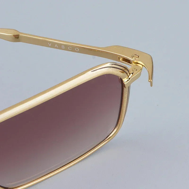 Beaira Classical Square Alloy Sunglasses Male Gradient Red Designer Japan Style Handmade Acetate Arm Eyeglasses UV400 Lenses