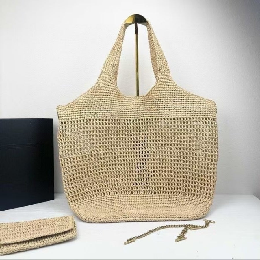 Beaira Casual Straw Tote Bag Designer Letters Large Capacity Women Handbags Handmade Woven Summer Beach Bag Commuter Shopping Purses