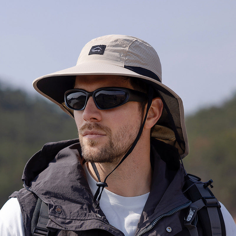 Beaira Summer Water-resistant Men's Fisherman Hats with Shawl Outdoor Hiking Fishing Breathable Wide Brim Bucket Hat Sun UV Protection