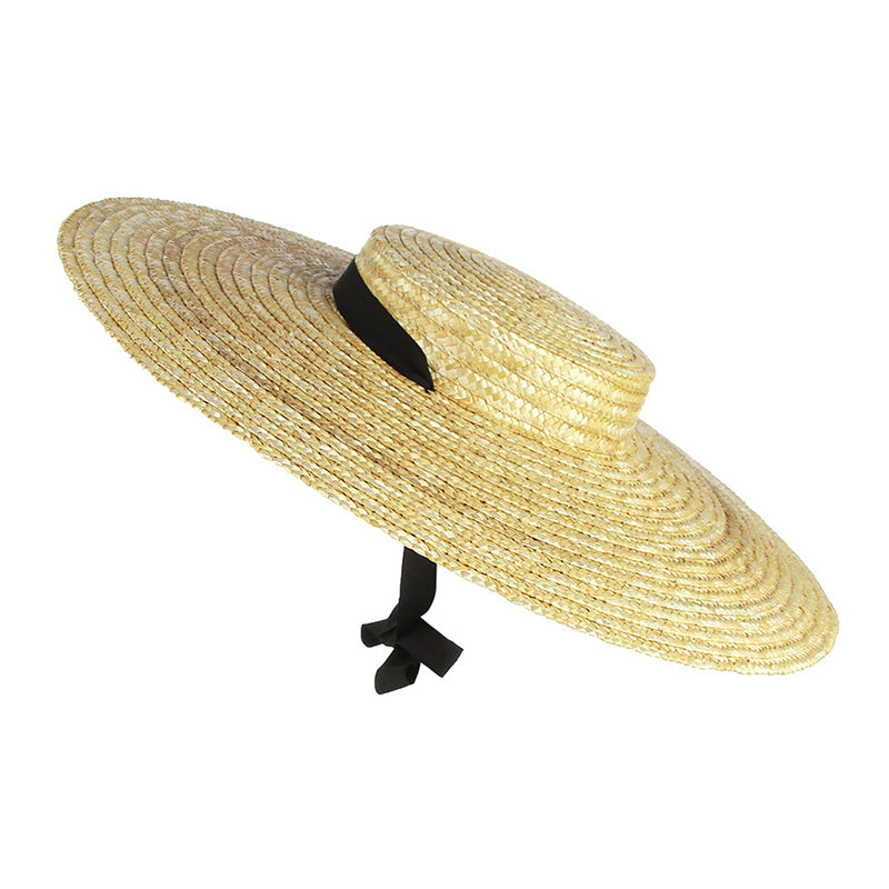 Beaira Wide Brim Straw Hat For Women Long Ribbon Ladies Beach Hat Summer Sun Visor Cap Flat Top Large Brim Tie Straw Straw Hat