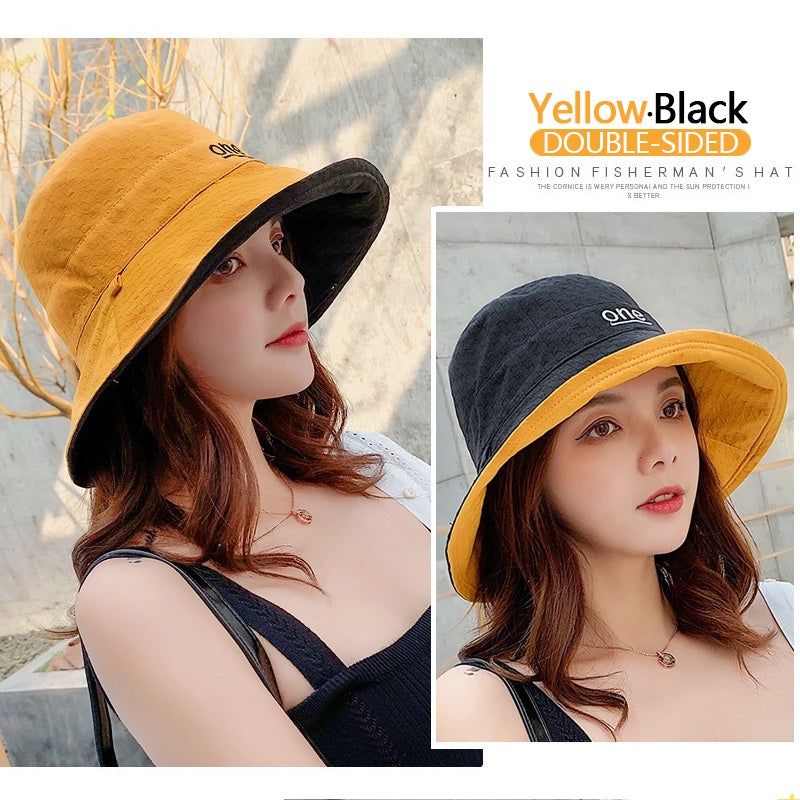 Beaira Womens ‘ONE‘ Letter Embroidery Double-Sided Cotton Bucket Hat