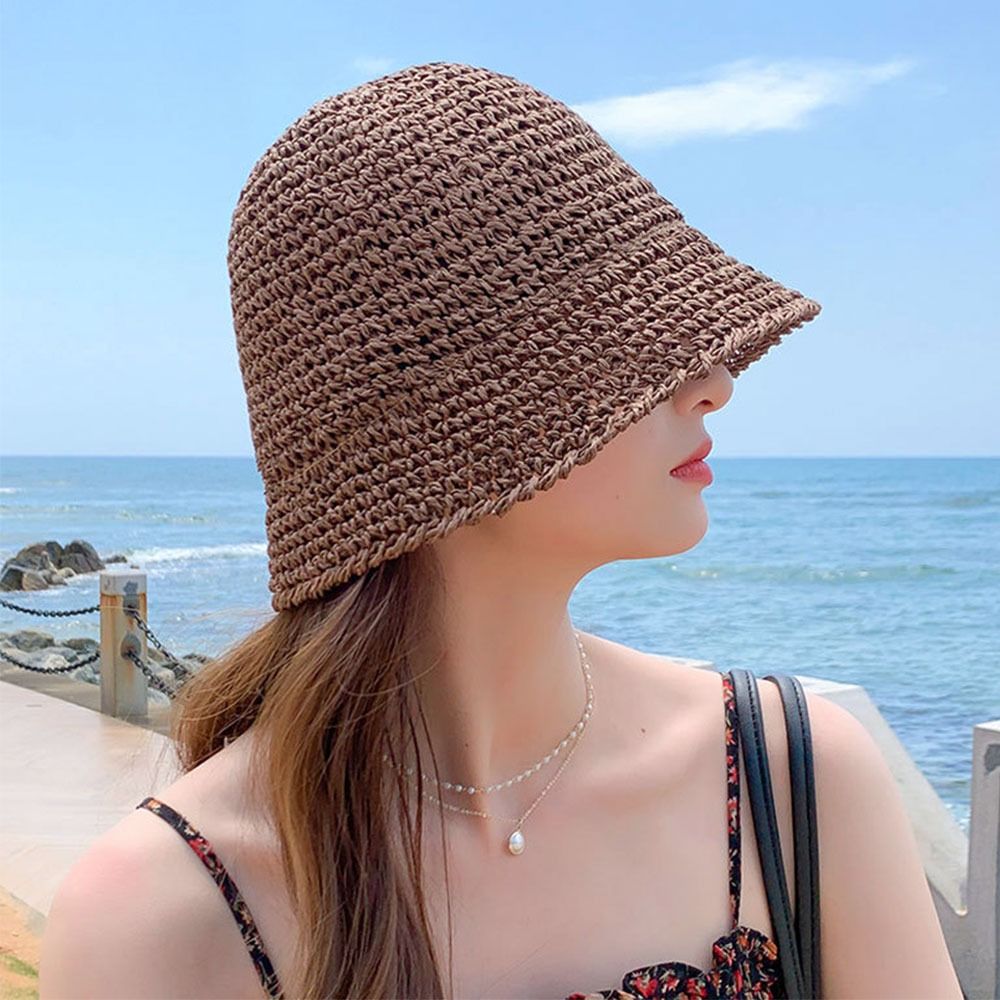 Beaira New Summer Women Sun Hat Casual Fashion Bowtie Fisherman Hat Straw Hat with Bow Ribbon Travel Beach Hat