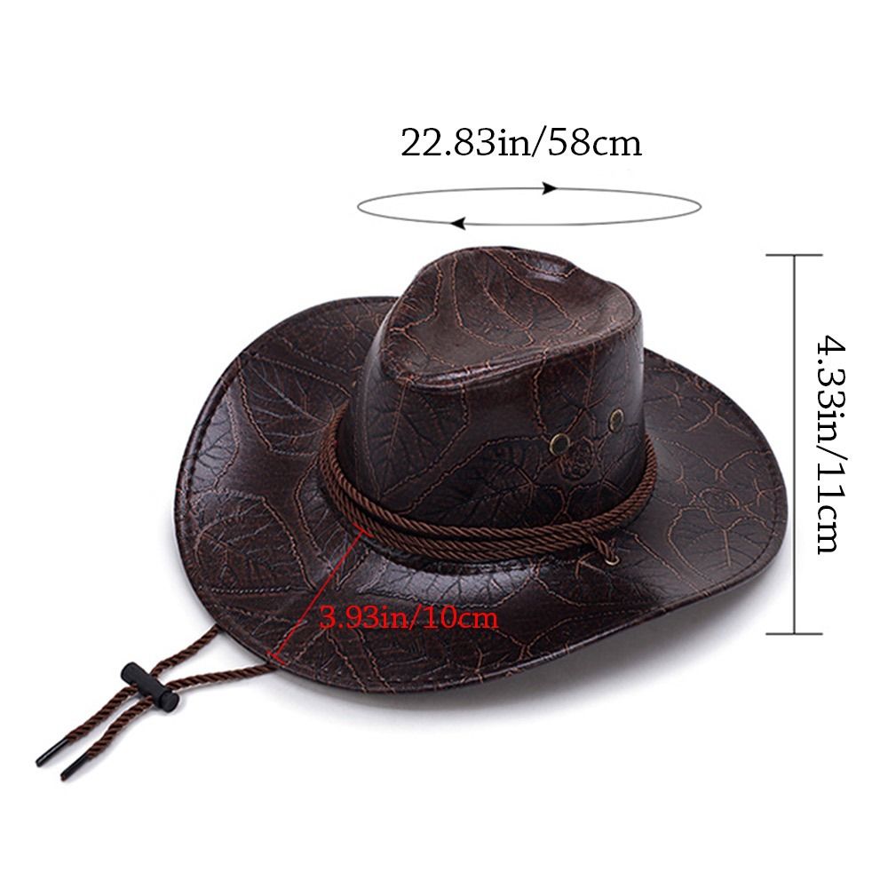 Beaira Leather Cowboy Hat Fashion Western Jazz Sun Visors Outdoor Summer Sun Hats Large Grassland Visors Men Women