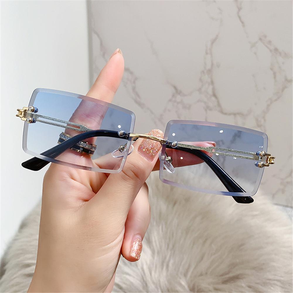 Beaira Vintage Fashion New Sunglasses Rimless Frameless Rectangle Shades Gradient UV400 Summer Traveling Sun Glasses for Women