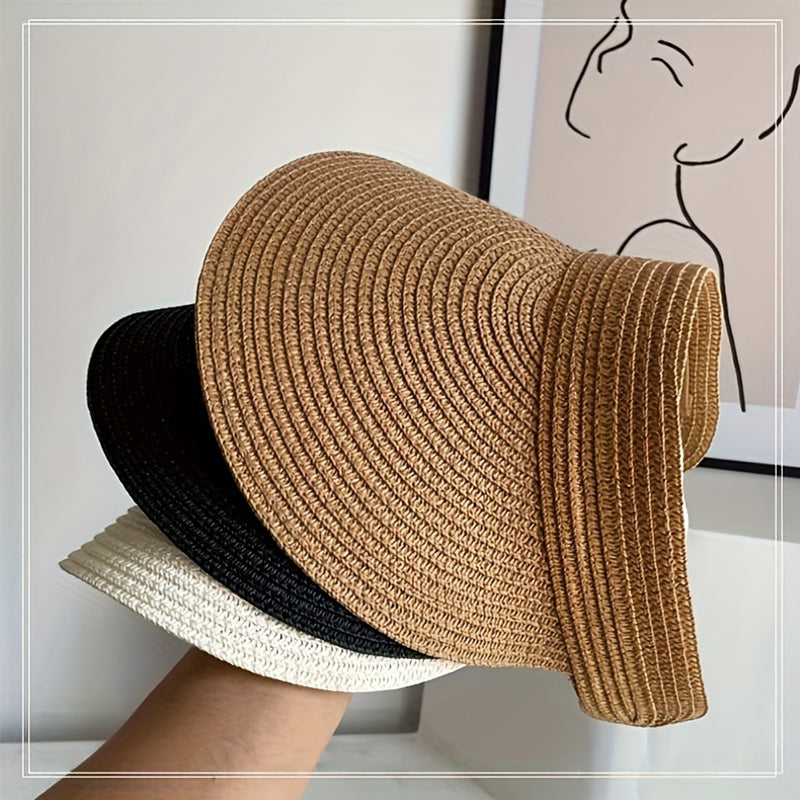 Beaira New spring sun hat for women's outdoor travel sun hat with large eaves and foldable roof beach straw hat