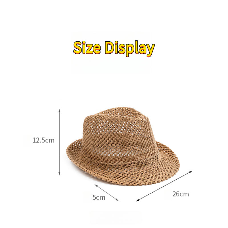 Beaira Unisex Summer Panama Hat Breathable Mesh Design Cotton-Polyester Material Compact Brim 58cm Head Circumference Jazz Cap