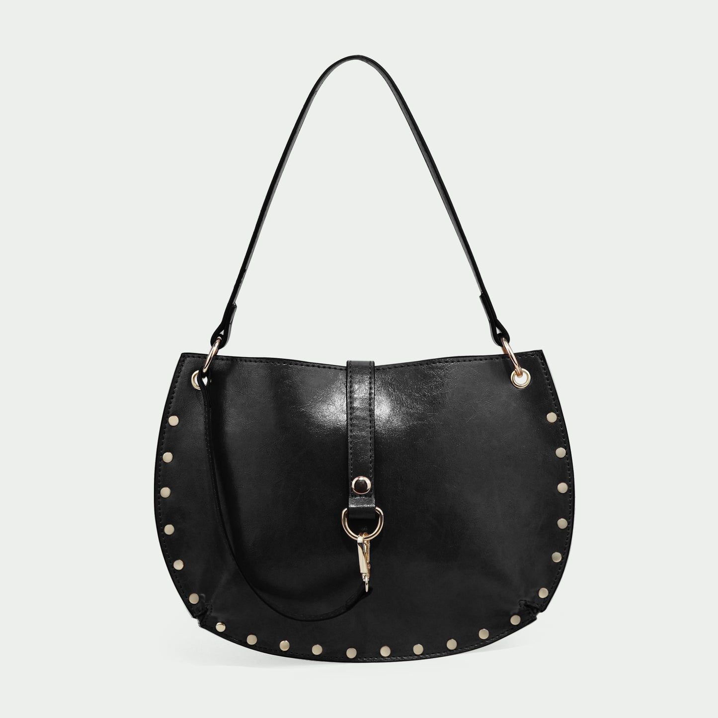 Beaira Women's Studded Crescent Saddle Bag, Versatile For Shoulder & Crossbody Wear, Punk Style, Fashion Design Suitable For Daily Use