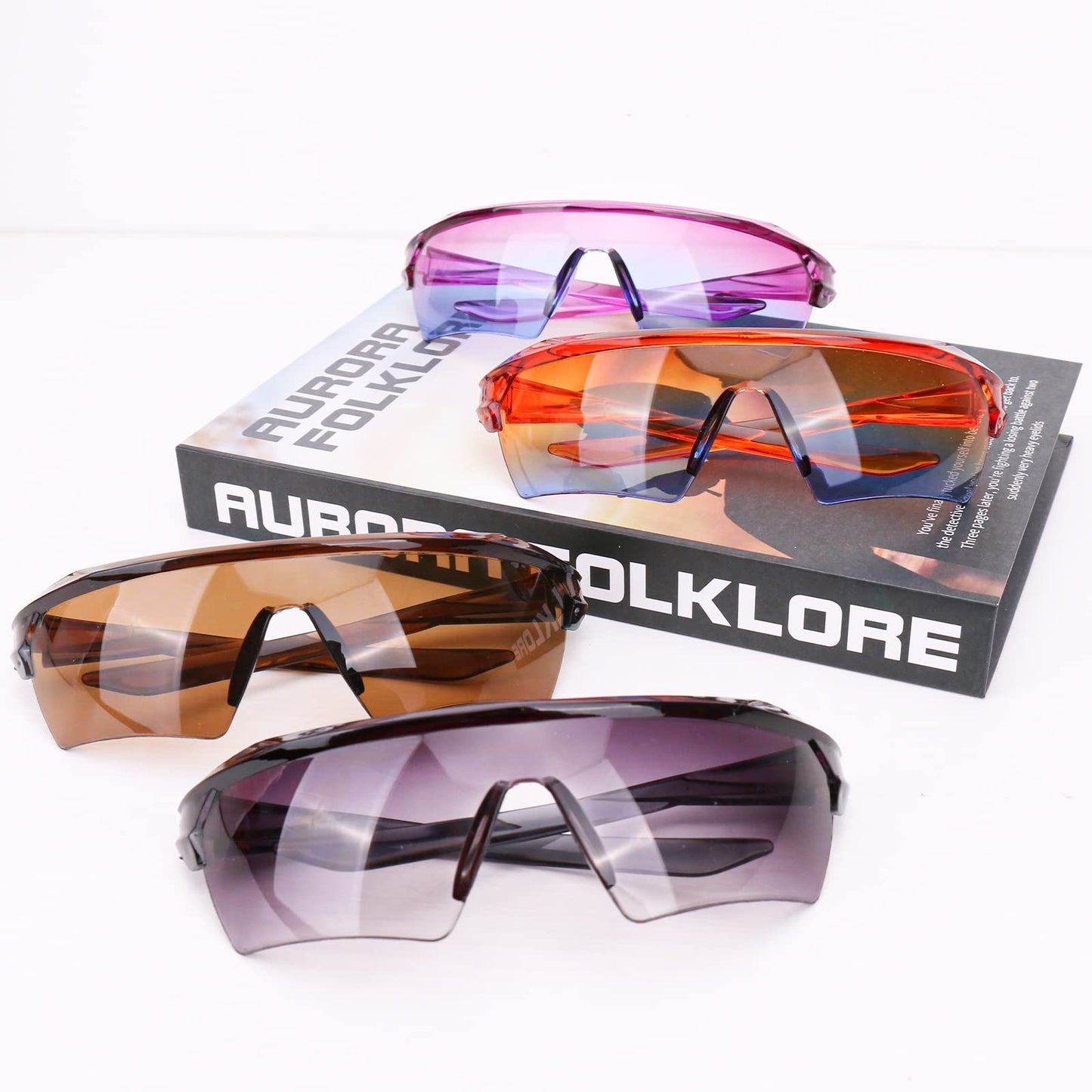Beaira Women Sport Punk Sunglasses Wrap Around Y2K Sunglasses One Piece Frameless Eyewear Trendy 2000's Shades UV400 Men Glasses