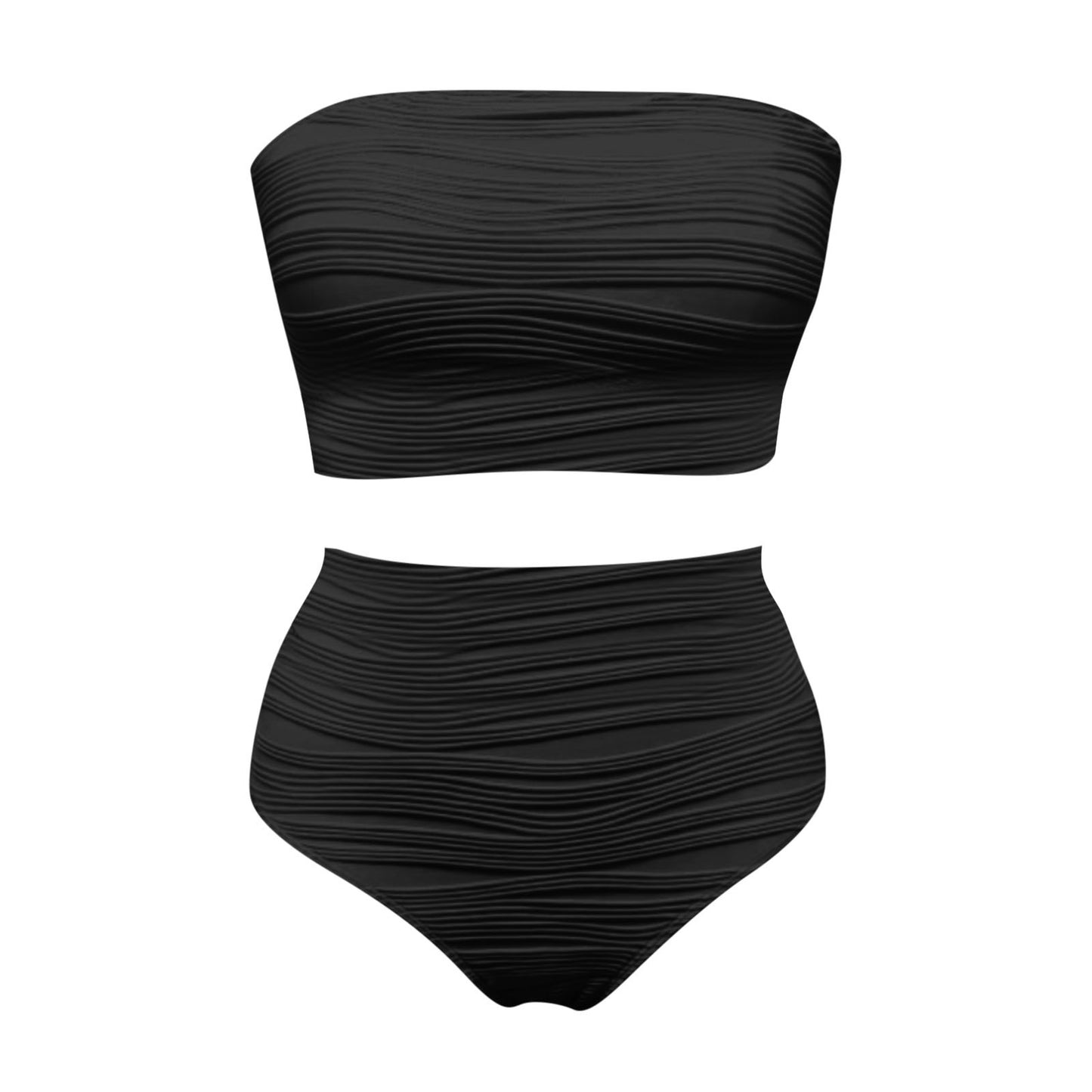 Beaira New Bandeau Swimsuit Women High Waist Two-Piece Swimwear Sexy Strapless Bikinis Sets Ladies Bathing Suit Solid Biquini