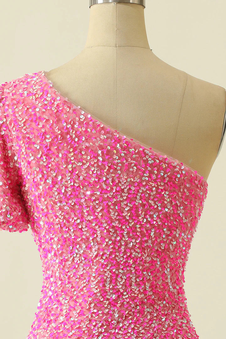 Sexy Bodycon Sequin One Shoulder Homecoming Dresses