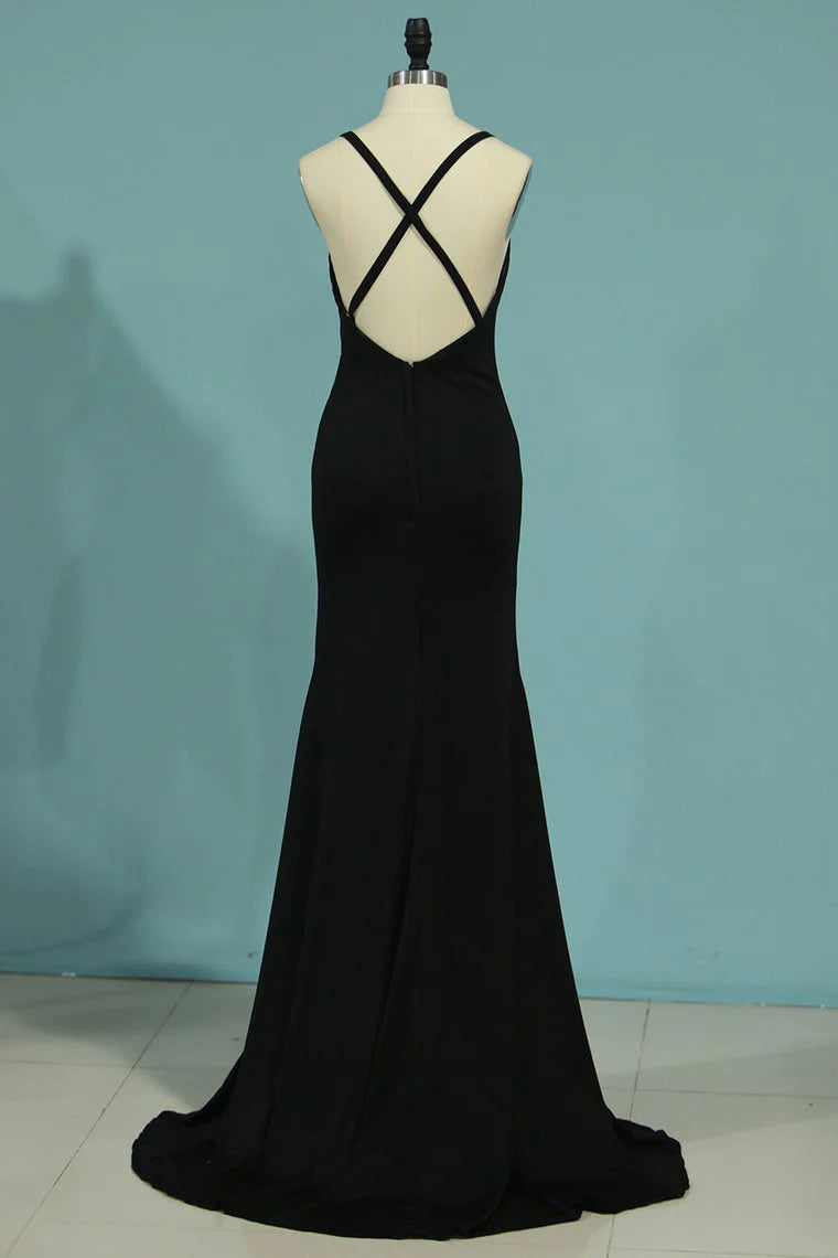 Sexy Open Back Party Dresses Spaghetti Straps Spandex Mermaid