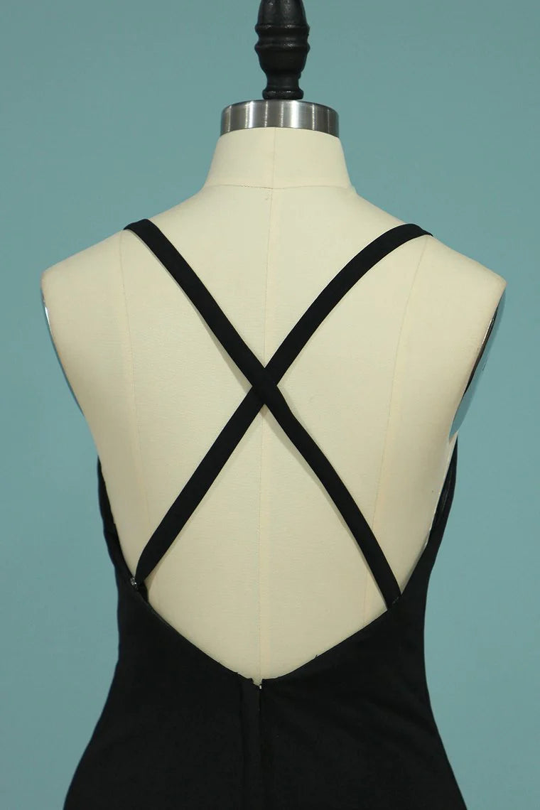 Sexy Open Back Party Dresses Spaghetti Straps Spandex Mermaid