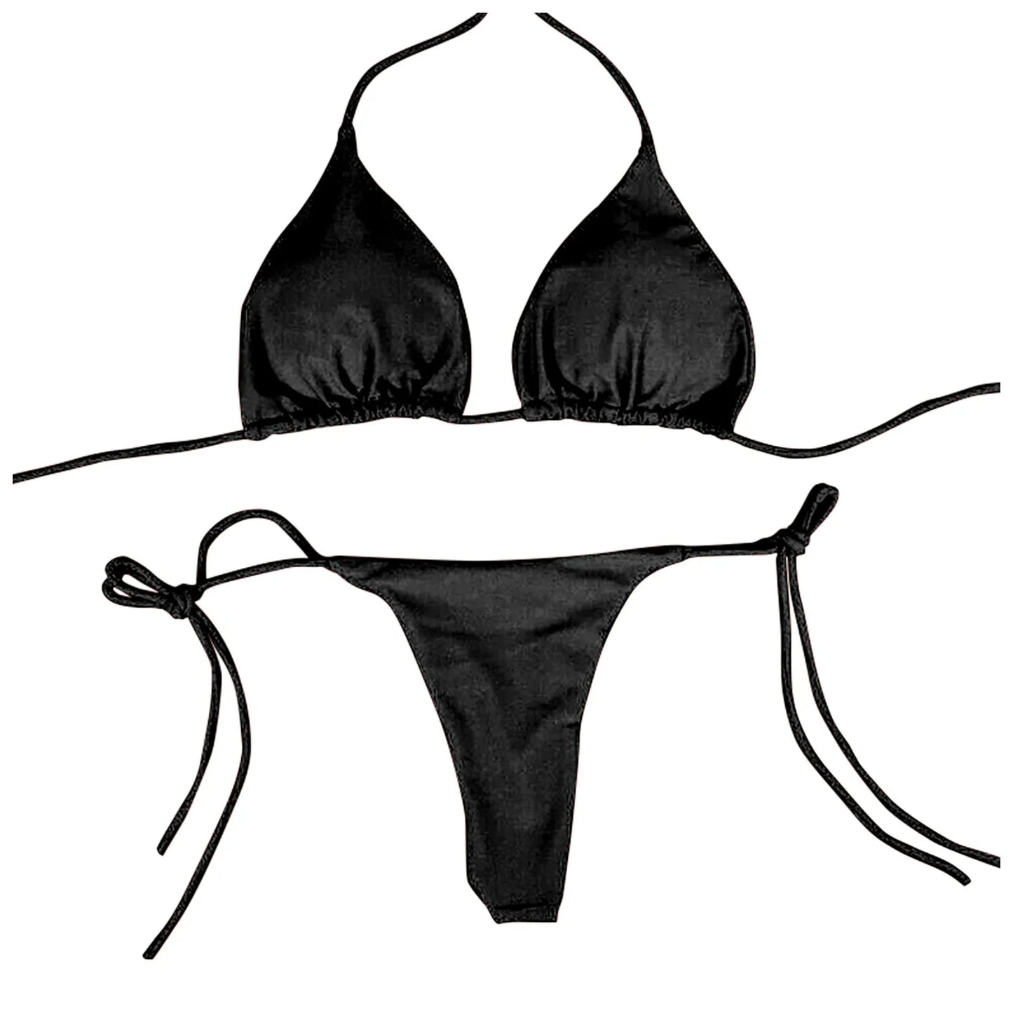 Beaira Sexy Women Bikini Lingerie Set Side Tie Swimsuit T--back Low Rise Thong Bandage Style Brazilian Swimwear Soft Solid Underwear