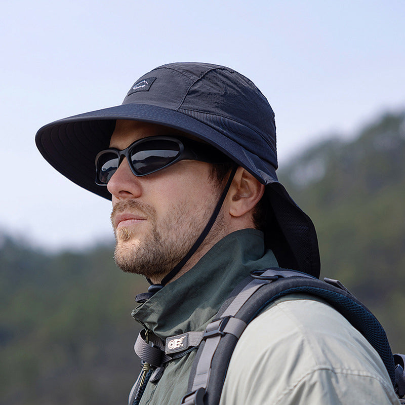 Beaira Summer Water-resistant Men's Fisherman Hats with Shawl Outdoor Hiking Fishing Breathable Wide Brim Bucket Hat Sun UV Protection