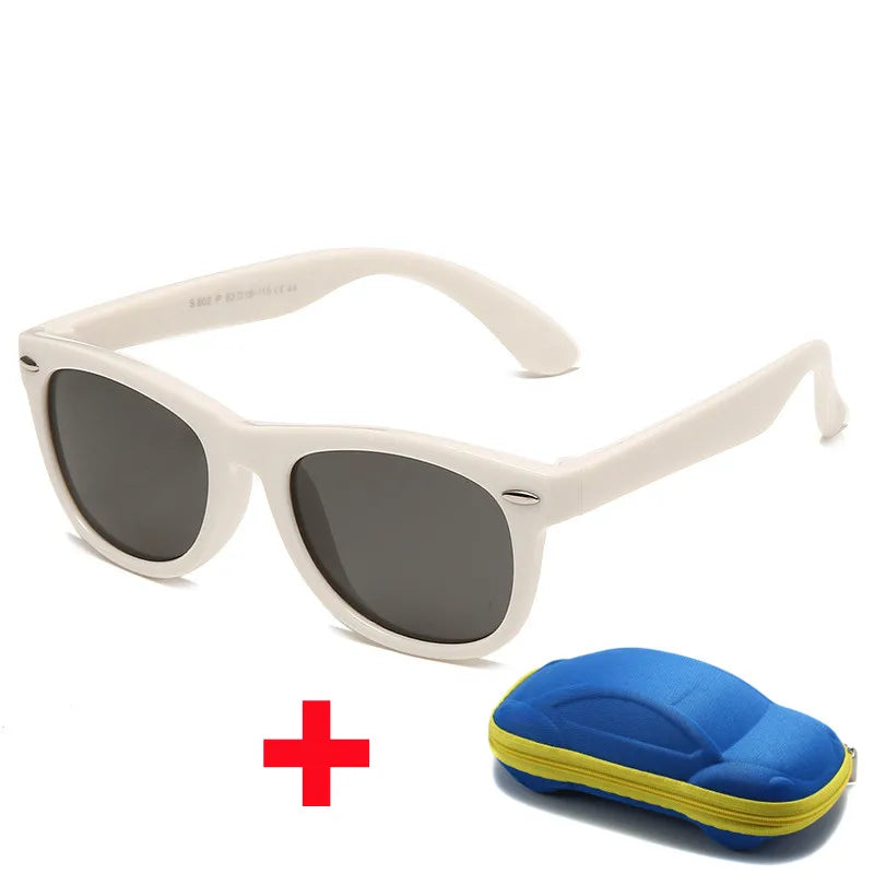 Beaira Baby Silicone Sunglasses with Glasses Box Boys Girls Outdoor Goggles Sun Glasses AC Lens Safety Glasses and Cases Gift for Kids
