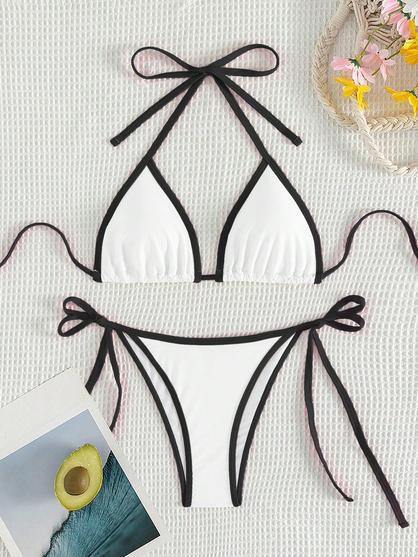 Beaira Summer white camisole bikini swimsuit set for swimming and beach photo shoot for women