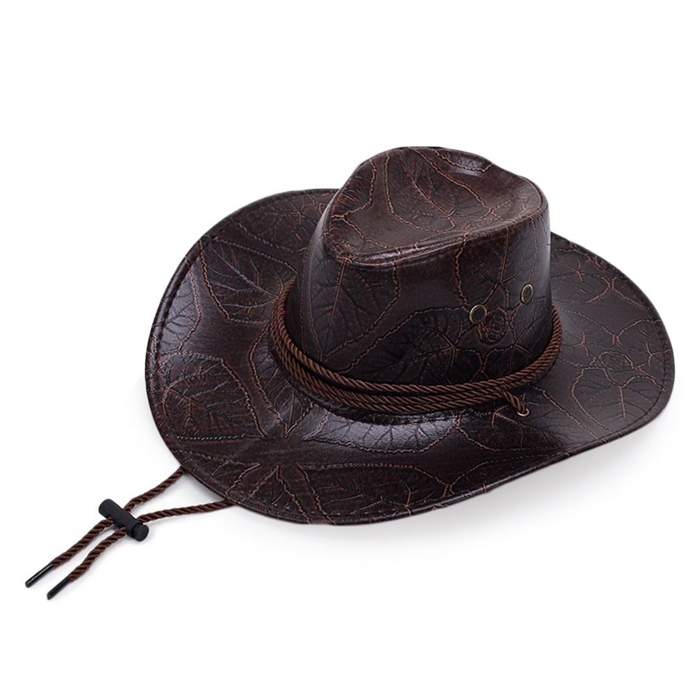 Beaira Leather Cowboy Hat Fashion Western Jazz Sun Visors Outdoor Summer Sun Hats Large Grassland Visors Men Women