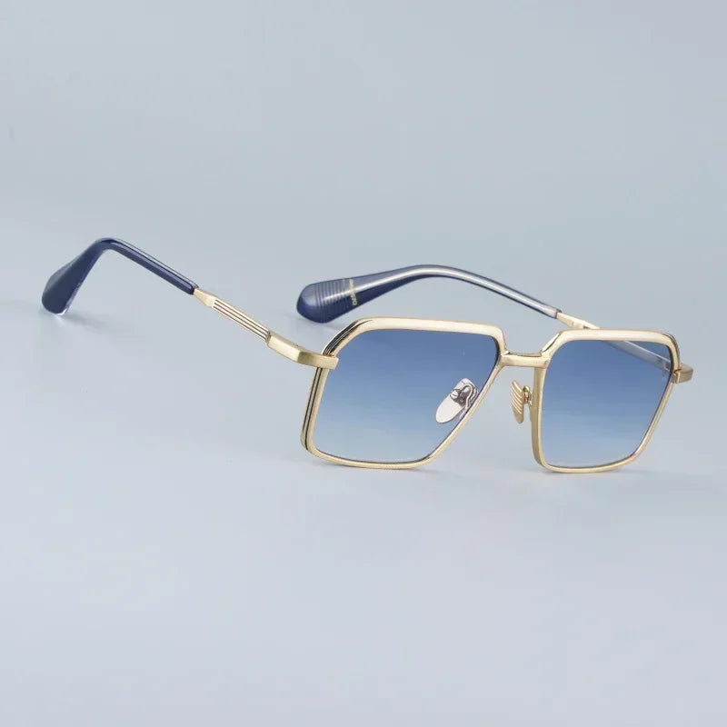 Beaira Classical Square Alloy Sunglasses Male Gradient Red Designer Japan Style Handmade Acetate Arm Eyeglasses UV400 Lenses