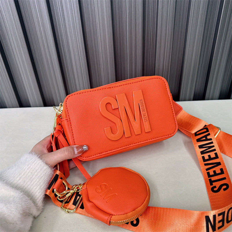 Beaira Spring/Summer New Fashion Camera Bag with Wide Shoulder Strap Lettering Small Square Bag Crossbody Bag