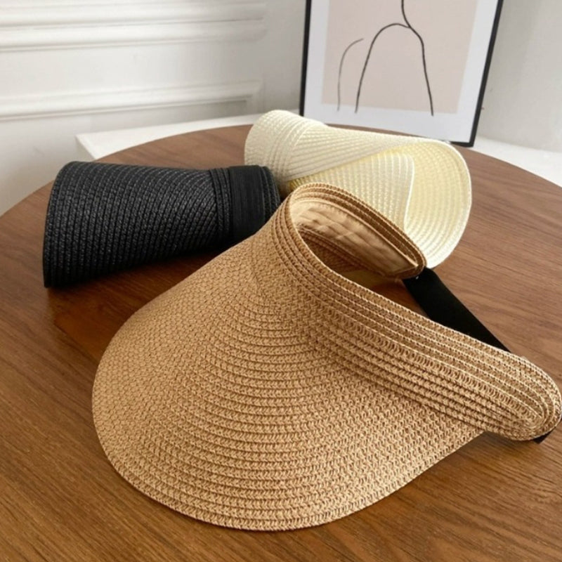 Beaira New spring sun hat for women's outdoor travel sun hat with large eaves and foldable roof beach straw hat